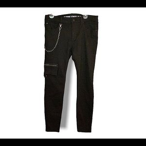 Hot Topic skinny black denim jeans with attachable chain
